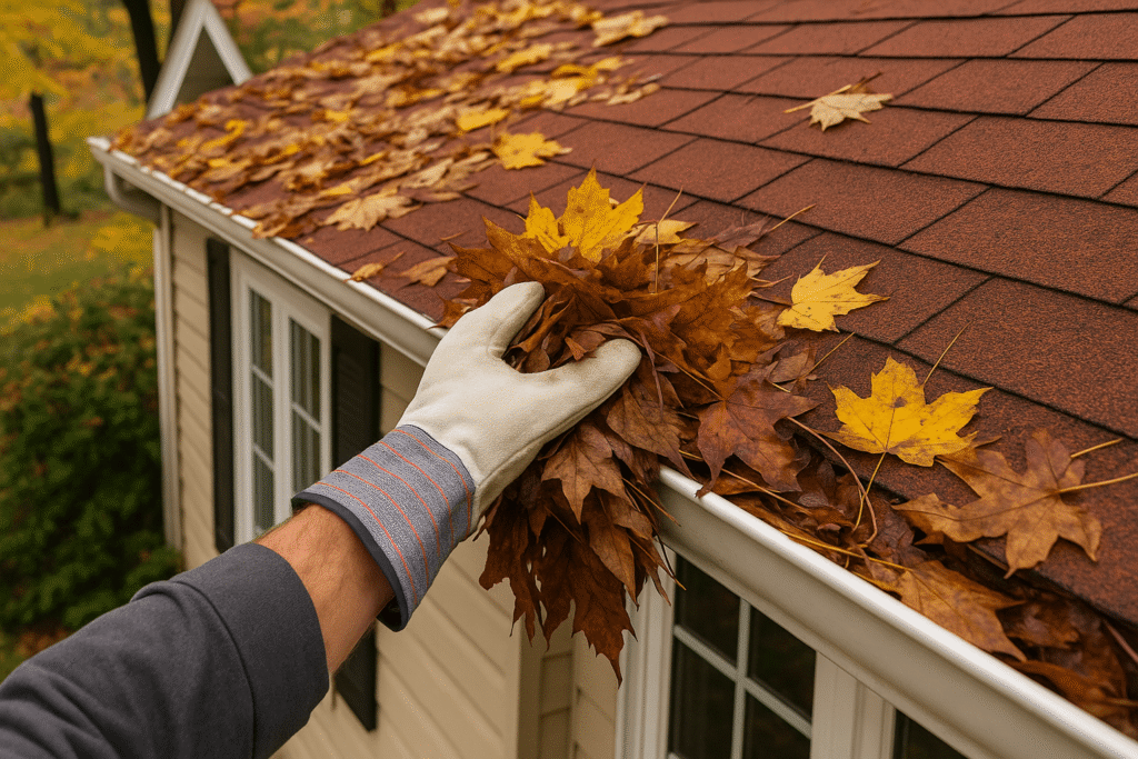 clogged gutters in residential bellevue