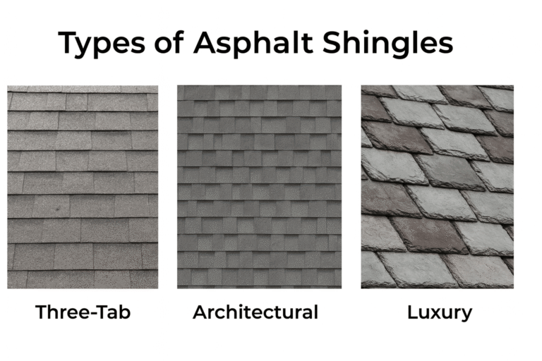 image representing the different types of asphalt shingles