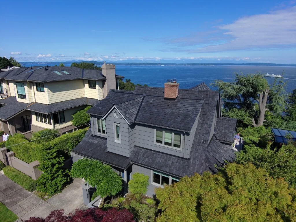 Modern gray roof replacement installed by Puyallup roofing contractor