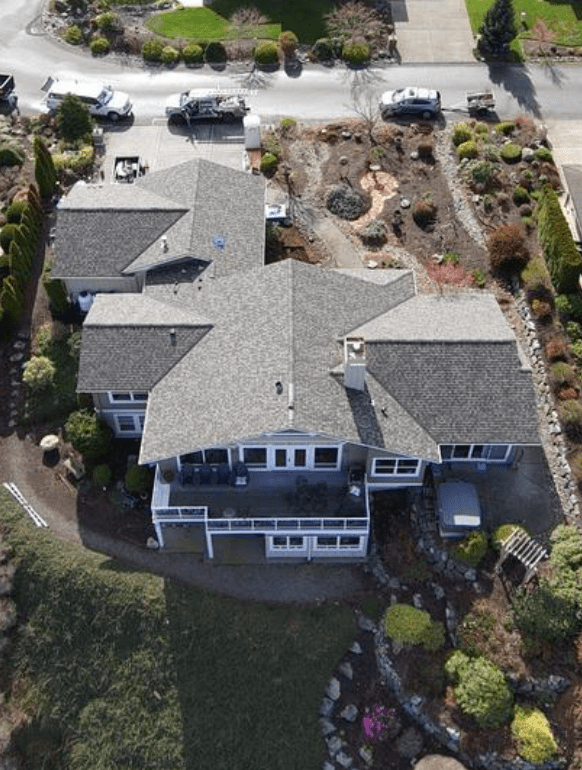 Asphalt shingle roof replacement in Camano Island, WA by Orca Roofing.

