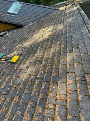 Orca Roofing & Exteriors bringing expertise to a roof cleaning project in Woodinville.