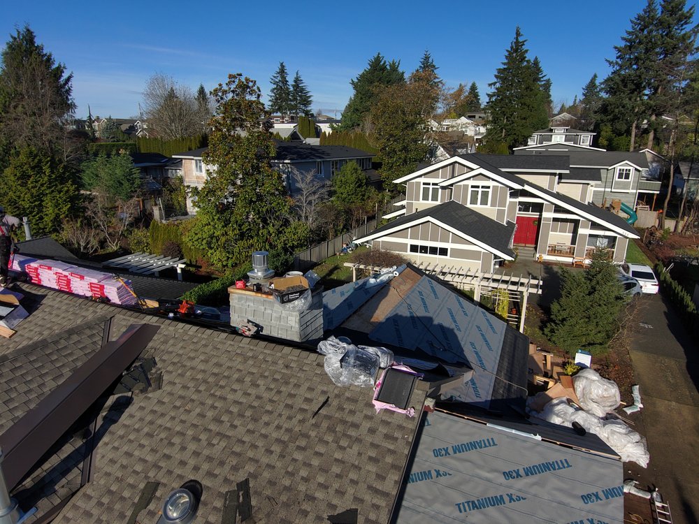 New roof and fresh shingles on a home in Kirkland, Washington