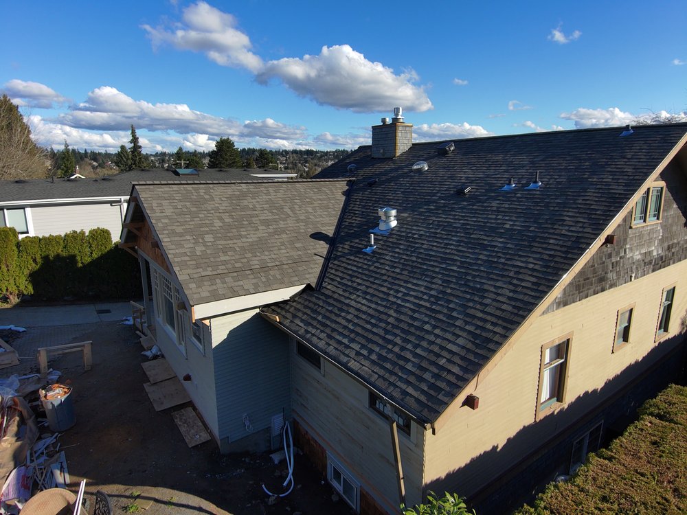 Detailed view of the new shingles in Kirkland, WA