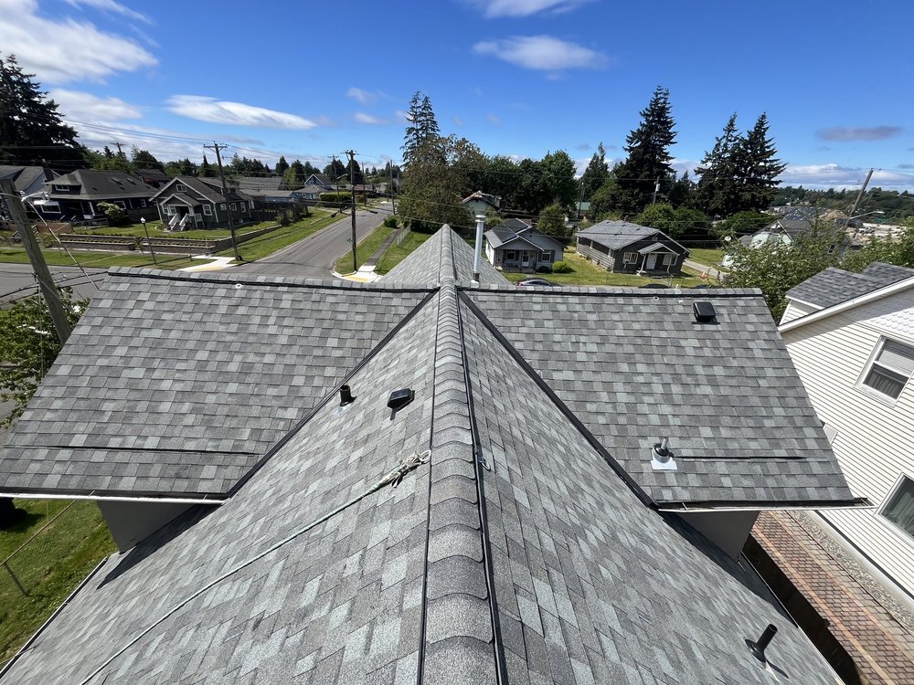 Tacoma shingle roof replacement project, showcasing Orca Roofing's attention to detail.