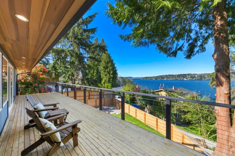 Custom cedar wood deck built by Orca Roofing & Exteriors in the Pacific Northwest