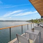 Eco-friendly composite deck surrounded by evergreen trees in the Pacific Northwest.