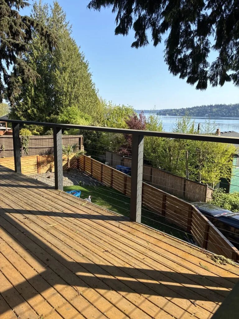 Modern cedar and composite deck replacement in Washington backyard