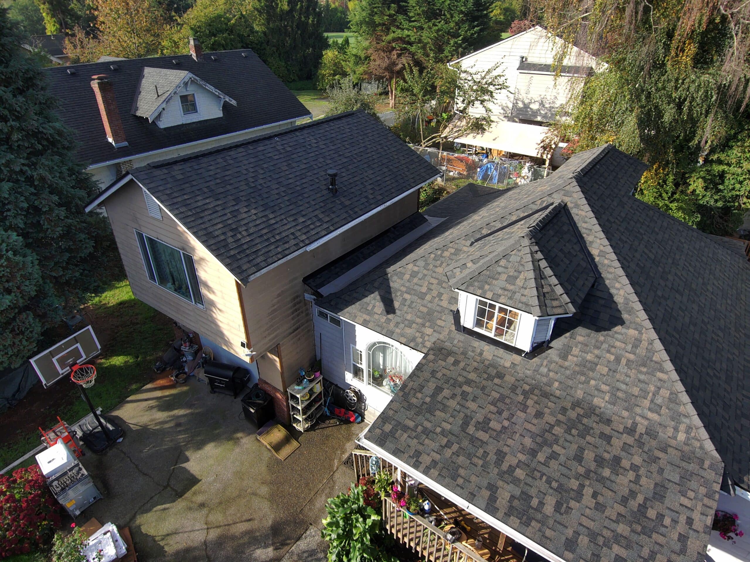 Residential roof replacement in Gig Harbor WA featuring durable composite shingles