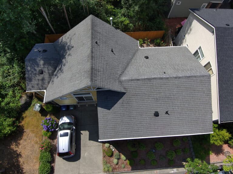 New asphalt roof replacement completed on residential home in Kirkland, WA